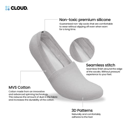 Image of Cloud No Show Socks Non Slip Loafer Sneaker Flats Boat Shoe Invisible Low Cut Liner Cotton Socks For Mens and Womens