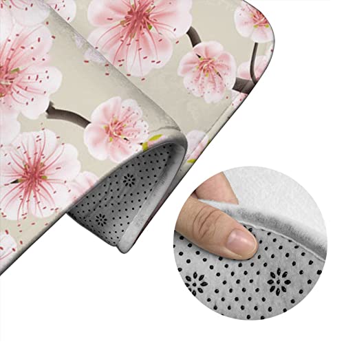 DIRYKILP Badematte + Konturmatte + Toilettendeckelbezug, Rosa Blüte 3 Stück Badematte Set, mit rutschfester Klebeunterseite – Bild 6