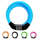 [Fieekty]自転車 ロック 鍵 ダイヤル ワイヤー バイクロック 長600mm 直径10.04mm 4桁マイセット カギ不要 ダイヤル暗証番号変更可能 盗難防止 日本語取扱説明書付 (2）ブル)