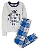 The Children's Place,Long Sleeve Top and Pants Snug Fit 100% Cotton 2 Piece Pajama Sets,Blue Best Kid,10