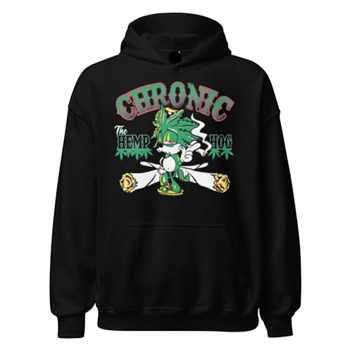 TOP KOALA TEE Animated Hoodie Chronic The Hemp Hog Midweight Ultra Soft Unisex Pullover Black / 2XLarge