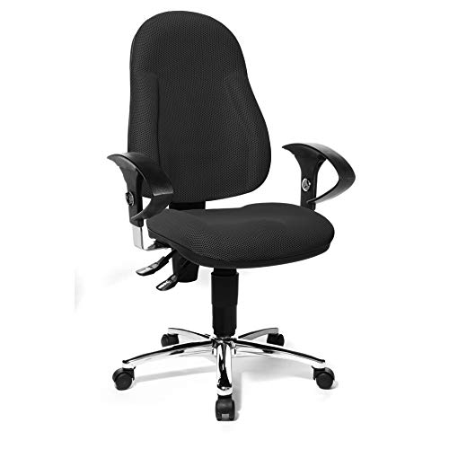 Preisvergleich Produktbild Topstar Wellpoint 10 Deluxe, ergonomischer Bürostuhl, Schreibtischstuhl, Muldensitz, inkl. höhenverstellbare Armlehnen, Stoffbezug schwarz