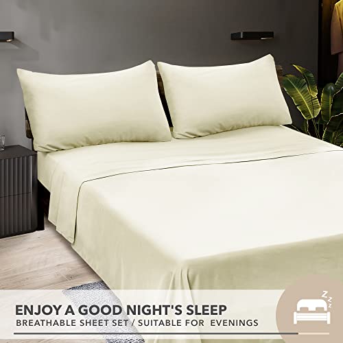 Deconovo Cream Throw Pillow Covers Corduroy 18X18 Inch 2 Pieces Bundle With Set Of 4 Beige Bed Sheets Set #TOP5