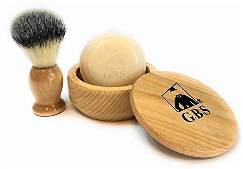 GBS Men's Wet Shave Kit Beech Wood Set - Synthetic Hair Bristle Shave