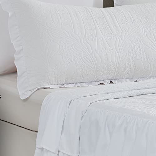 Chixin Ruffle Skirt Bedspread - 30" Long Drop, Shabby Chic Farmhouse Style, Lightweight, 3 Piece - Chic Layers (King, White) #TOP2