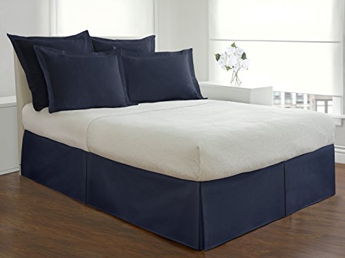Fresh Ideas Bedding Tailored Bedskirt, Classic 14” Drop Length, Pleated Styling, Queen, Navy (Fre20114Navy03) #TOP1