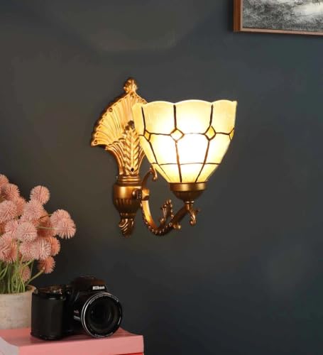 Image of ELIANTE by Jainsons Lights | Matera Antique Gold Iron Wall Sconces Included Bulb | Lights | Gold Iron Light Fixture | for Living Room, Bedroom, Hallway | E27 Holder | 3 Year Warranty