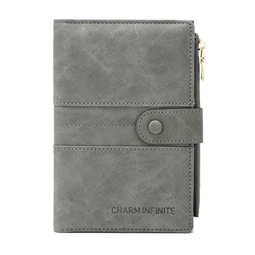 Reisepasshülle, Passhülle mit RFID-Blocker, Schutzhülle Tasche für Kreditkarten Reisepass, Ausweis und Reisedokumente, Reisezubehör/Travel Organizer, Multi-Compartment Zipped Wallet (Grau) Cover