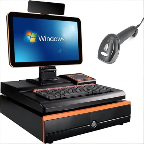 Caja registradora inteligente, sist-ema POS todo en uno para venta minorista, procesador I5 de doble núcleo + 8 GB DDR3 + 128 GB SSD, pantalla multitáctil de 15,6'.
