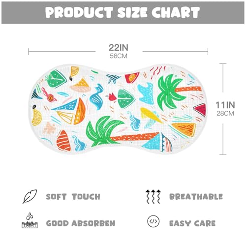 4 Pack Baby Burp Cloths, Soft Absorbent Burping Cloths for Babies, Cotton Milk Spit Up Rags, Large Size for Newborns, Baby Boys and Girls (Tropicana Bliss Pattern)4