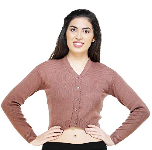Image of Women Winter Wear V-Neck Full Sleeves Regular Fit Woollen Blouse