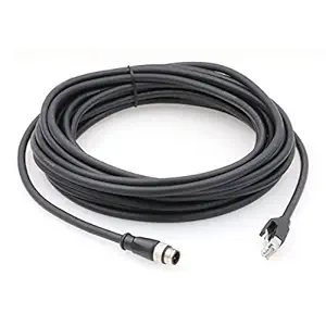 SZRMCC M12 Ethernet Cable D-Code 4 Pin Male to RJ45 Connector High Flex Cat5e Shielded Waterproof Network Cable for Industrial Camera Sensor (20m,Black)
