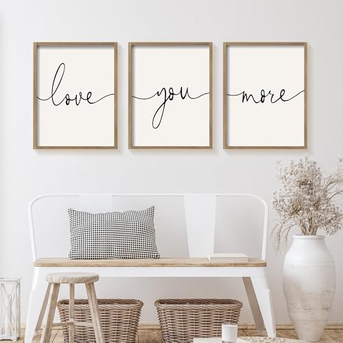Heiple Love You More Sign Set of 3 Framed Above Bed Wall Decor...