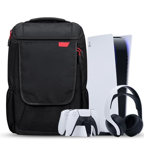 Console Backpack with PS5, Large Capacity Travel Carrying Case for Sony PlayStation5 Console Digital Edition, Storage for Controller, Monitor,Headset,Game