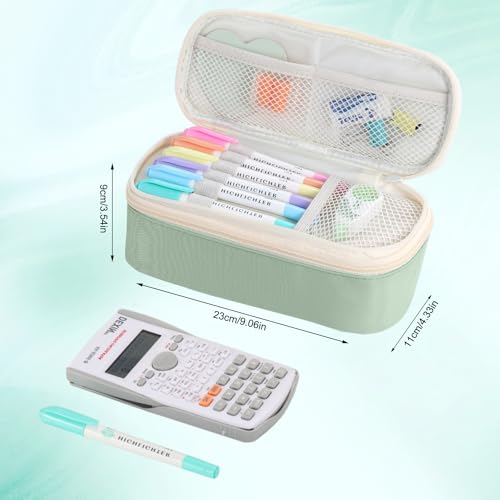 Image of Large Pencil Case for Girls Teens Kids School Pencil Bag with Zipper Green