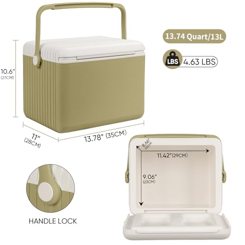 Image of 6Qt 13Qt 19Qt Northroad Camping Coolers,Stylish Macaron Color Durable Hard Cooler,Portable Insulated Ice Chest with 24 /48 Hour Ice Retention,Multi- Size for Camping,Picnic,Beach,Travel