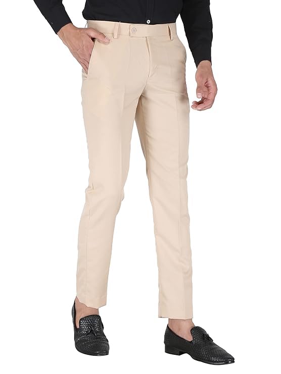 Image of ABLESTAR Men's Polycotton Slim Fit Formal Trouser - Spendex Cotton Casual Pant for Men - Breathable, Lightweight, Adjustable Formal Trouser for Men - Pack of 3