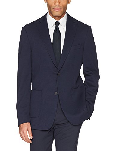 DKNY Men's Slim Fit Blazer, Solid Blue, 42 Regular