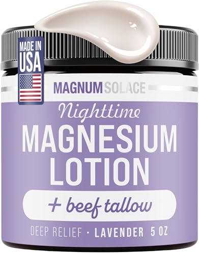 Magnum Solace Nighttime Magnesium Lotion with Beef Tallow &ndash; Soothing Relief for Muscles & Joints...
