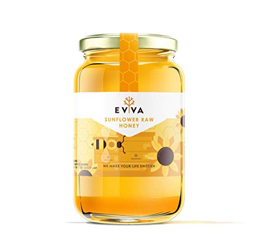 EVVA Top Quality Honey - Pure Honey in a Glass Jar - Natural Honey - Moldova Wild Honey (Sunflower Honey, 33 Ounce)