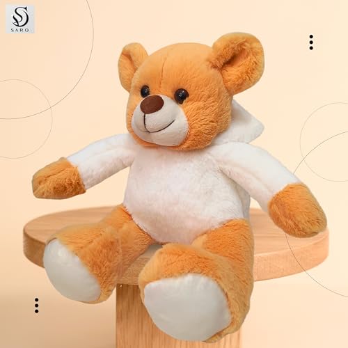 Image of SARO Soft Teddy Bear with Converitible Head Design|Colour Soft Toy for Girls Boys Kids Baby | Best Gift for Valentines, Birthday, Anniversary (White Brown)