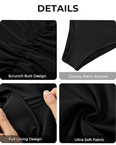 Tempt Me Women High Waisted Cheeky Bikini Bottoms Tummy Control Scrunch Butt Swim Bottom Only3
