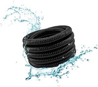 LONGRUN 25mm Pond Tubing, 1" Corrugated Flexible Hose Pipe with Clamps Pipe Fittings, PVC Pond Tubing for Garden Ponds Waterfall Fountain (6.2 Meter Length)