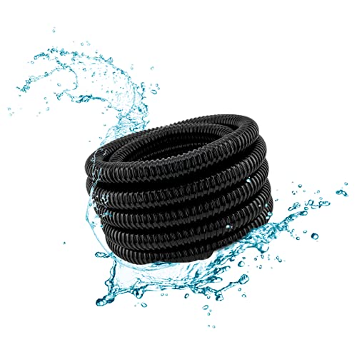 LONGRUN 25 mm (1 Zoll) Teichschlauch, 6,2 m – flexibler, UV-beständiger PVC Wellschlauch mit Rohrverbinder & Schlauchschellen für Teichpumpen & Wasseranlagen
