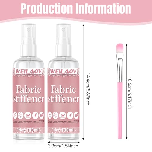 WEILAOK Textilverstärker, Textilhärter -Spray, Textilversteifer Transparent, Fabric Stiffener für Baumwolle, Textilversteifer zum Versteifen von Stoffen, Kleidung, Wolle, Leder, Papier Usw-200ML