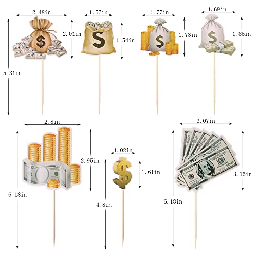 image for Kaoenla Cake Topper, Dollar Happy Birthday Cake Decoration, Money Them