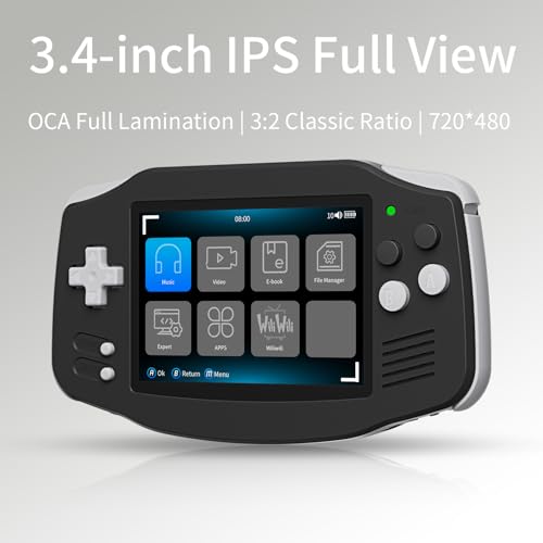 Image of RG34XX Retro Handheld Game Consoles Classic Retro Gaming Console 64G Card Preloaded Games 5000+ rg34xx Portable Gaming Console Linux 64-bit 3500mAh Battery WiFi Bluetooth HD and TV Output Black