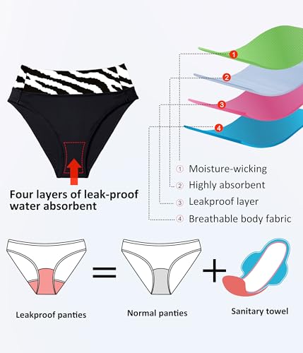 Image of Beautikini Period Swimwear Bikini Menstrual Swim Bottoms Leakproof Bathing Suits for Teens Girl