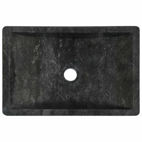 vidaXL Waschbecken 45x30x12cm Marmor Waschschale Waschtisch Aufsatzwaschbecken Waschplatz Handwaschbecken Becken Bad Aufsatzbecken Hochglanz-Schwarz