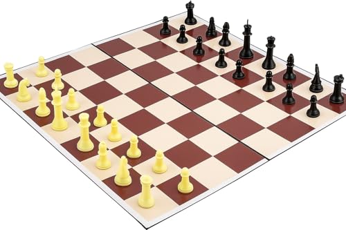 Image of Magnetic Chess Set - 1:16 Scale Brown Foldable Board with Magnetic Pieces, Portable for Travel, All-Terrain Play