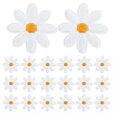 20 Stück Gänseblümchen Blume Patches, Aufnäher zum Aufbügeln, Aufbügelbilder Blumen Patches, Gestickte Applikationen zum Aufnähen für DIY Dekoration Kleidung T-Shirt Rucksack Hoodies Schuhe Jeans