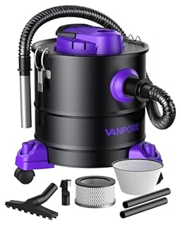 VANPORE Aspiracenere Stufa Pellet, aspiracenere 20 l, potenza di aspirazione potente 1200 W, per camino, barbecue a pellet, forno e braciere (viola)