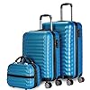 NUMADA-Juego de Maletas Rígidas 3pzs. Maleta Cabina 53cm, Maleta Mediana 63cm y Neceser. Set de Maletas de Viaje ABS Eco Friendly, 4 Ruedas Dobles, Resistentes, Ligeras y Seguras (Azul Eléctrico)