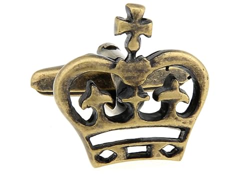 Gemelos de bronce con corona hueca estilo vintage para camisas de novio 3