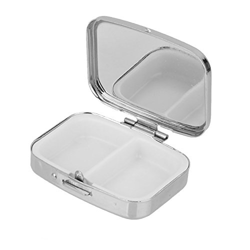 1 x Toruiwa Pill Box Metalen Pill Case Draagbare Mini Pill Medicine Container Organizer met Interne Spiegel voor Reizen Gebruik Willekeurig Patroon Op De Doos Cover