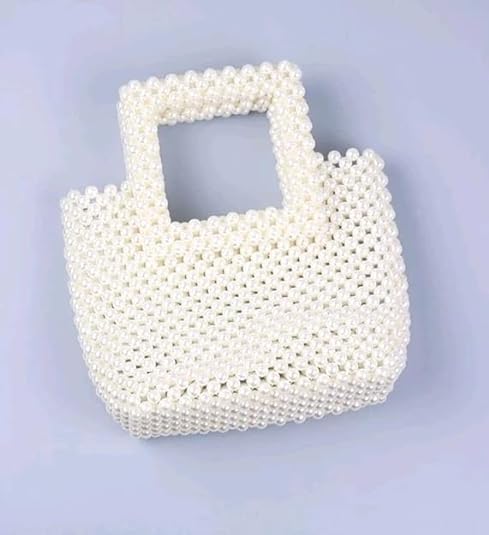 RANA HANDICRAFT Luxury White Pearl Purses Shoulder Bag for Women Pearl Bag Beaded Clutch Evening Bag Ladies, Girls, Mini Fashion Handbag forClutch Evening Hand Bag for Women & Girls - Image 3