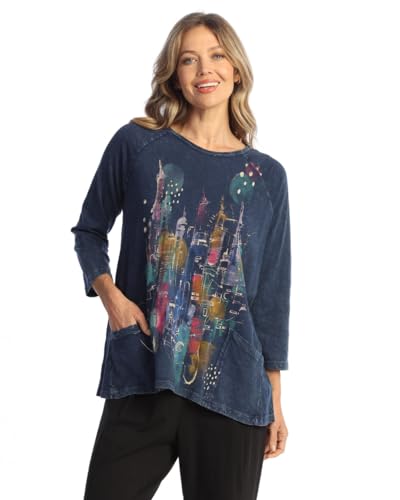 Jess & Jane Women's Mineral Washed Patched Pocket Tunic Top - M12