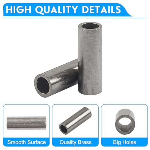 JOGFFDE Single Barrel Crimp Sleeves Kit,450pcs Copper Barrel Crimping Loop Sleeves Single Barrel Fishing Line Wire Rope Tube Fishing Leader Rigging Connector Tackle