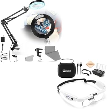 Magnifying Glass with Light, 1.5X-5.0X Magnifying Glasses with Carry Case, 10X Portable Magnifying Lamp, Magnifying Glasses for Close Work Crafts Jewelry