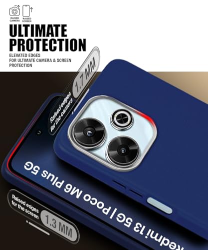 Image of WOW IMAGINE Back Cover for Mi Redmi 13 5G | Poco M6 Plus 5G | Ultra Slim Flexible Non-Slip Grip | Inner Fabric | Metal Camera Ring & Lightweight Soft Silicone Mobile Case - Blue