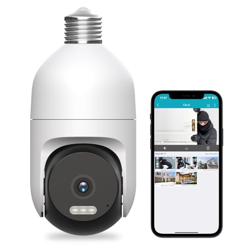 VIMTAG Light Bulb Camera, 2.5K/4MP Light Bulb Security Camera Outdoor with Spotlight/Pan/Tilt/Night Vision/2-Way Talk/Speaker/Phone App/IP/Human/Sound/Motion Detection for Home Security