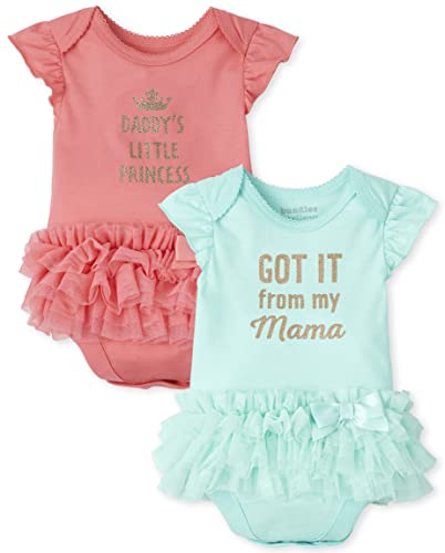 Image of The Children's Place baby-girls Baby Girls Short Sleeve 100% Cotton Tutu Bodysuit 2-pack