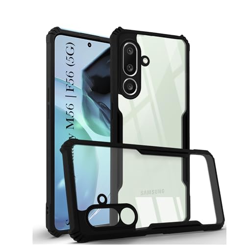 Image of Jkobi Back Cover Case for Samsung Galaxy M56 | Samsung Galaxy F56 (Shockproof with Polycarbonate Clear Panel | Professional Black)