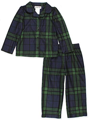 Komar Kids Holiday Green Plaid Toddler Girls 2pc Coat Pajamas (3T, Toddler Green)