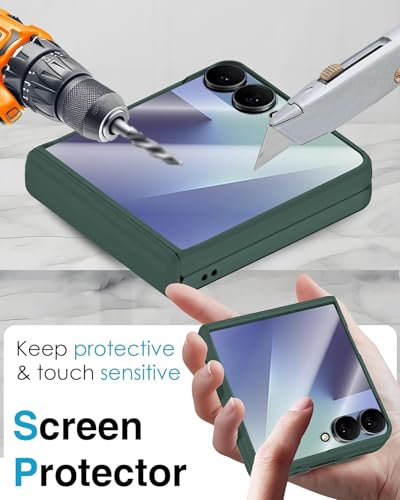Image of Kapa Ultra Thin Back Cover for Galaxy Z Flip7 / Z Flip 7 | with [Magnetic Hinge Protection] and Inbuilt Glass Window Protection (Green)