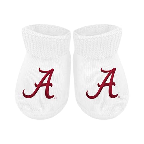 Baby Bootie Sock - Alabama Crimson Tide - White/Crimson - Newborn - 6 Mos